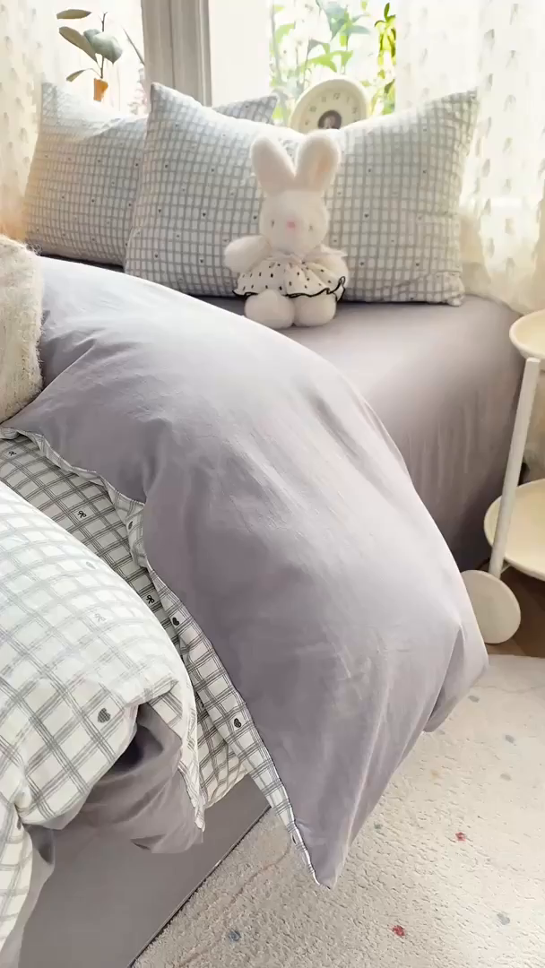 91家纺网 家纺一手货源 找家纺 豫见家纺 2026新款古法水洗仿棉云感纱四件套 甜心乐园