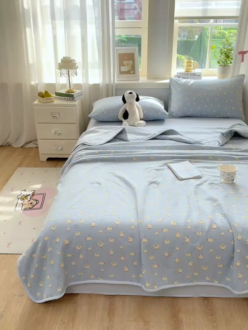 91家纺网 家纺一手货源 找家纺 爱屋及屋 2026新款双层纱小包边棉花夏被【含买家秀】 向天歌