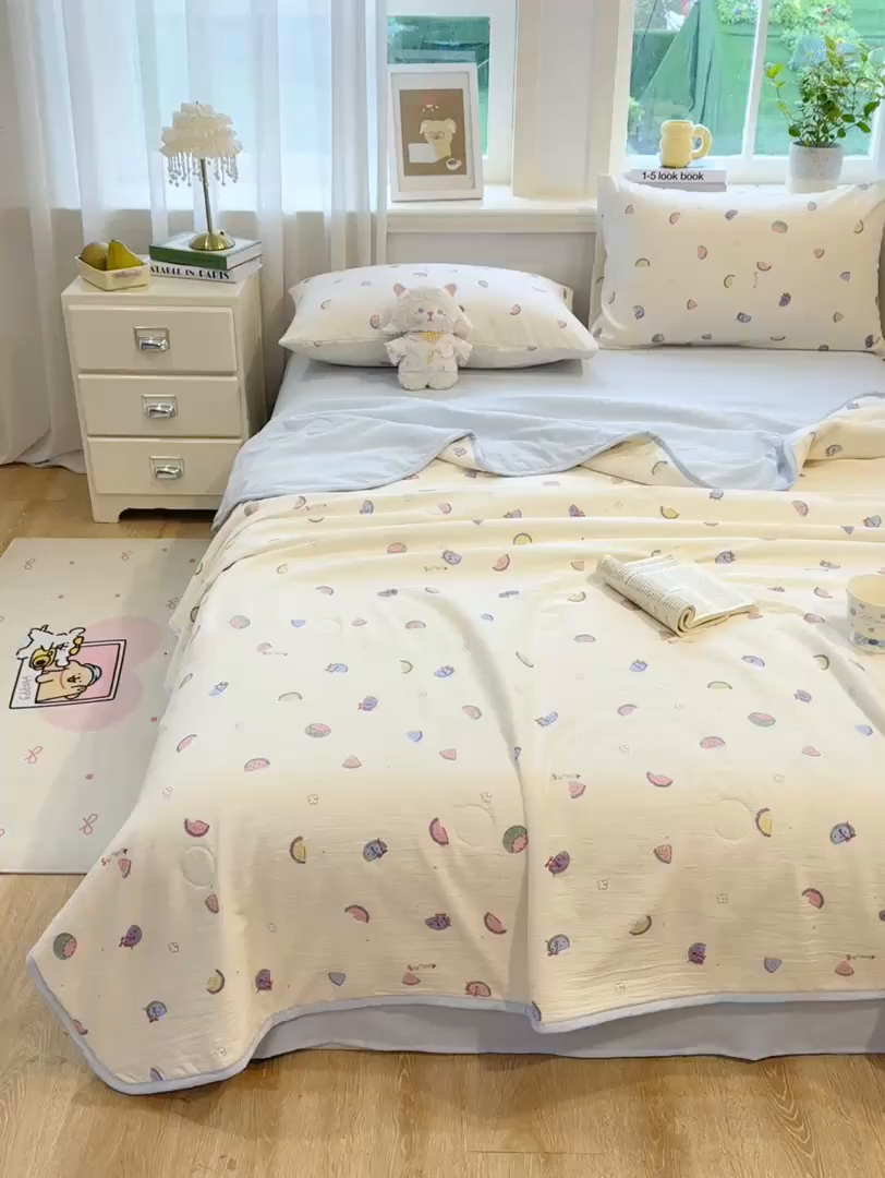 91家纺网 家纺一手货源 找家纺 爱屋及屋 2026新款双层纱小包边棉花夏被【含买家秀】 小西瓜