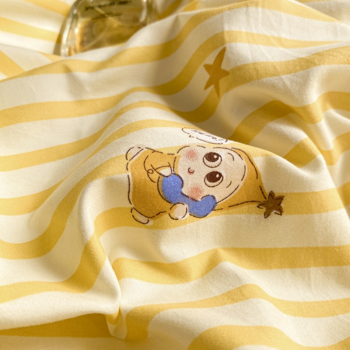 91家纺网 家纺一手货源 找家纺 豫见家纺 2026新款古法水洗仿棉云感纱四件套 晚安小星星