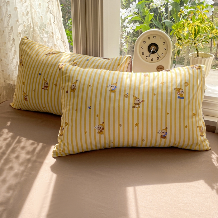 91家纺网 家纺一手货源 找家纺 豫见家纺 2026新款古法水洗仿棉云感纱四件套 晚安小星星