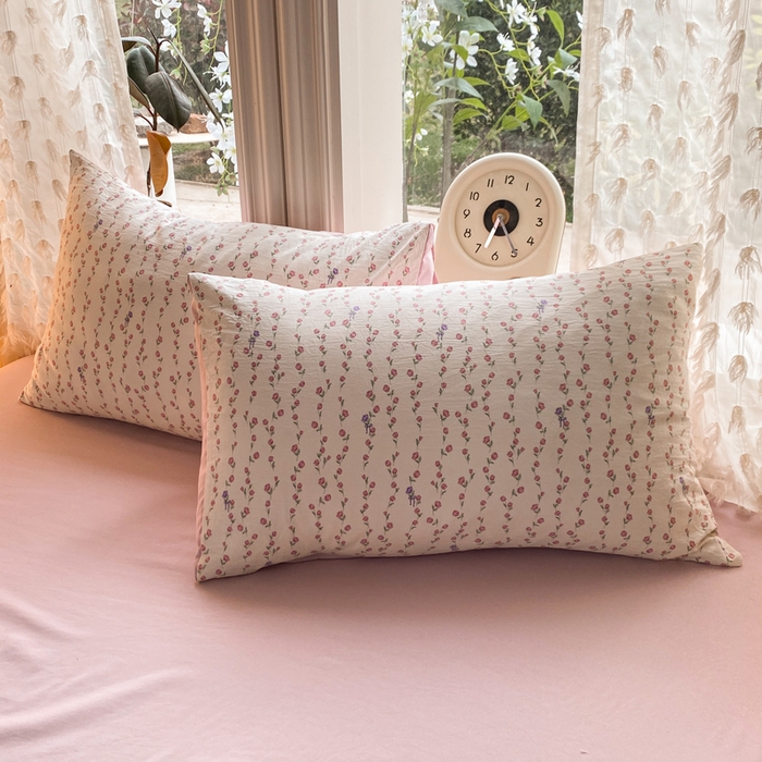 91家纺网 家纺一手货源 找家纺 豫见家纺 2026新款古法水洗仿棉云感纱四件套 夏日初恋