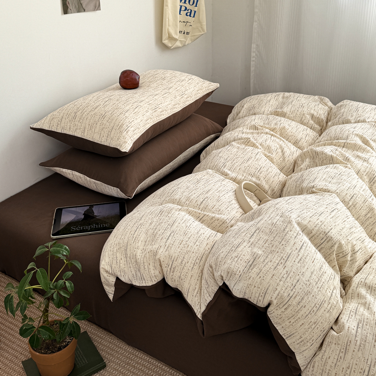 91家纺网 家纺一手货源 找家纺 三朵家纺 2026春夏新款纯天然棉麻舒适简约风四件套 旧时光