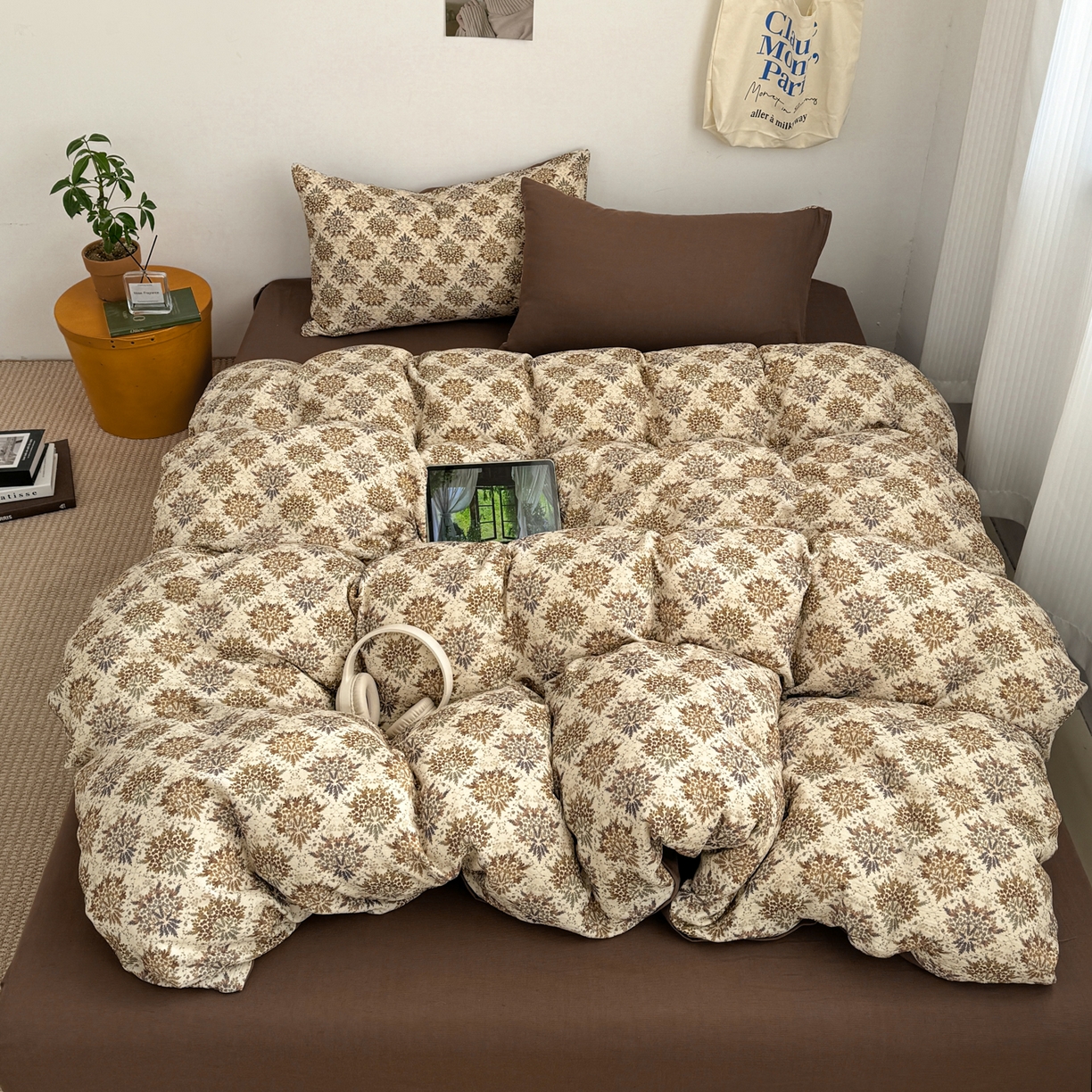 91家纺网 家纺一手货源 找家纺 三朵家纺 2026春夏新款纯天然棉麻舒适简约风四件套 拉斐特