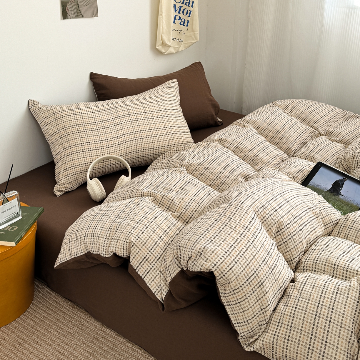 91家纺网 家纺一手货源 找家纺 三朵家纺 2026春夏新款纯天然棉麻舒适简约风四件套 贝亚特