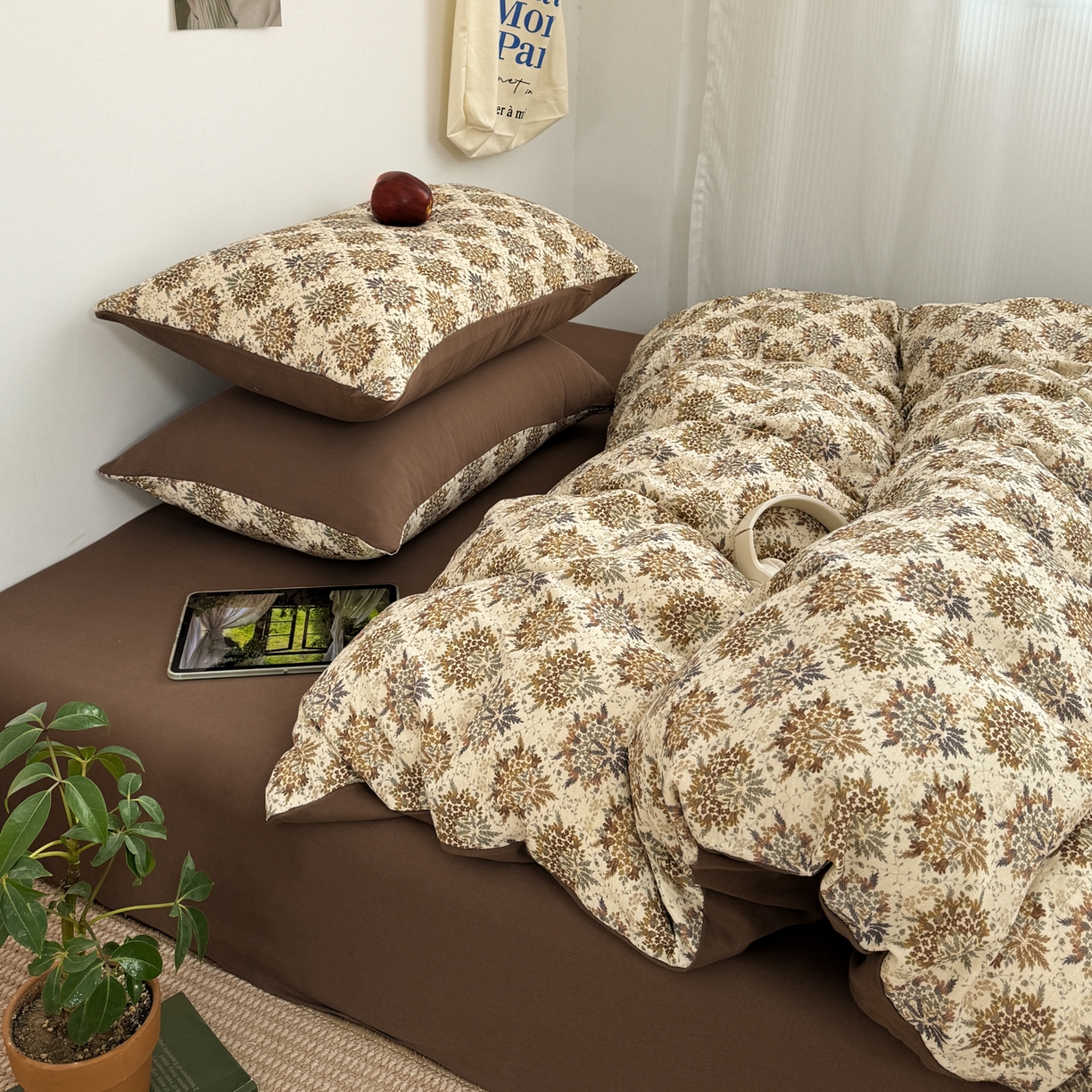 91家纺网 家纺一手货源 找家纺 三朵家纺 2026春夏新款纯天然棉麻舒适简约风四件套 拉斐特