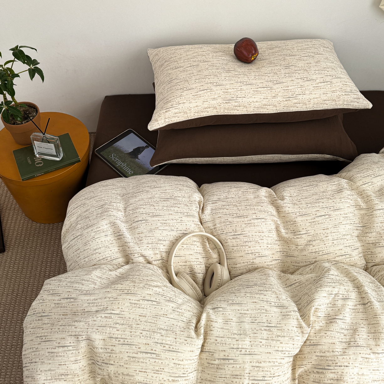 91家纺网 家纺一手货源 找家纺 三朵家纺 2026春夏新款纯天然棉麻舒适简约风四件套 旧时光