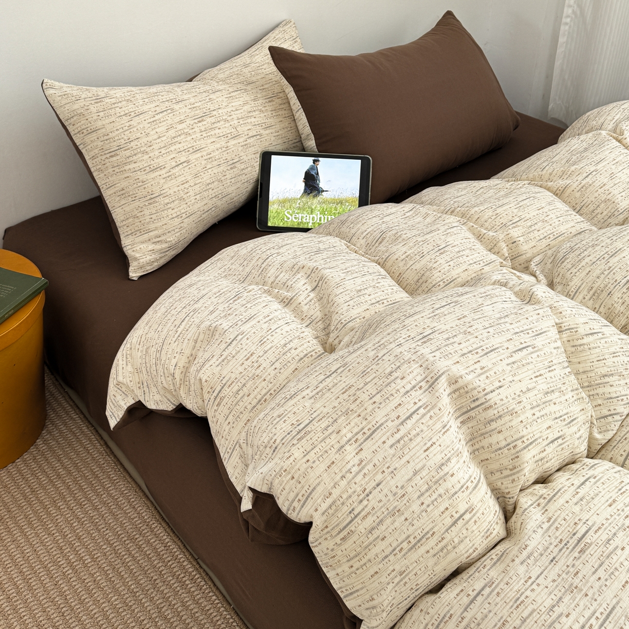 91家纺网 家纺一手货源 找家纺 三朵家纺 2026春夏新款纯天然棉麻舒适简约风四件套 旧时光