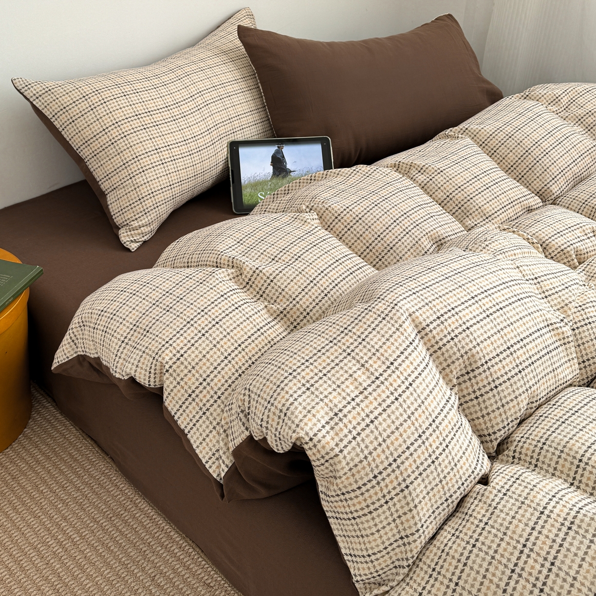 91家纺网 家纺一手货源 找家纺 三朵家纺 2026春夏新款纯天然棉麻舒适简约风四件套 贝亚特