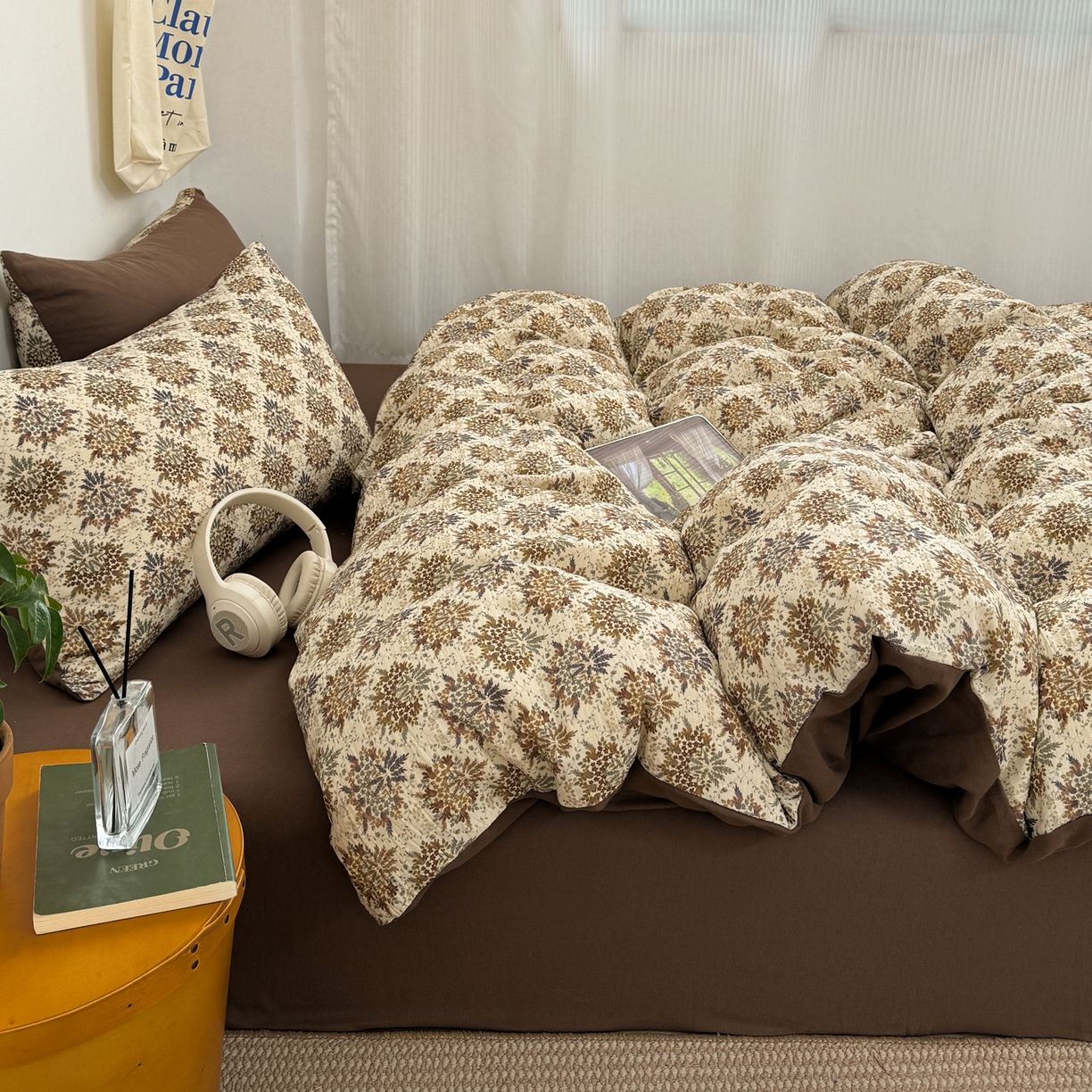 91家纺网 家纺一手货源 找家纺 三朵家纺 2026春夏新款纯天然棉麻舒适简约风四件套 拉斐特