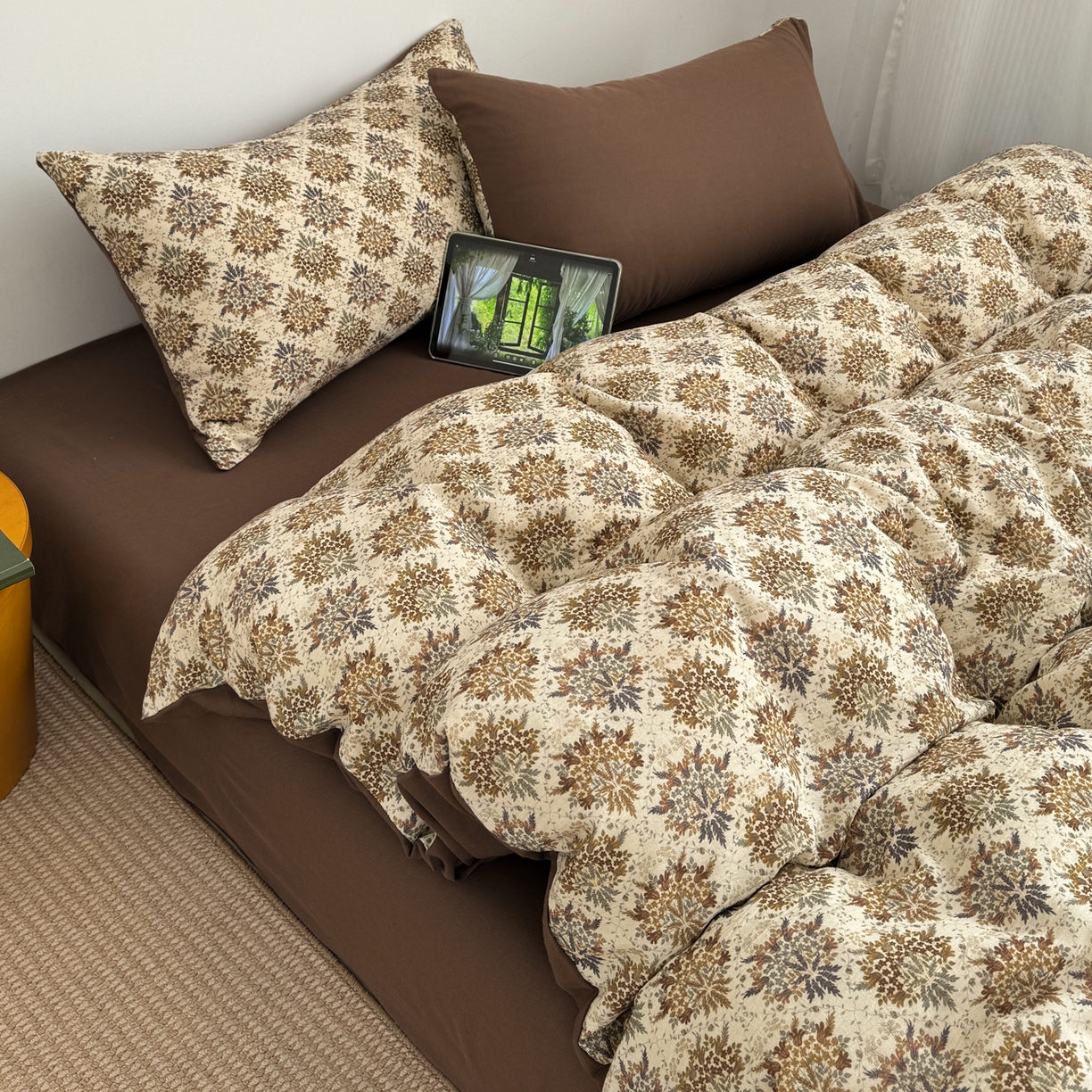 91家纺网 家纺一手货源 找家纺 三朵家纺 2026春夏新款纯天然棉麻舒适简约风四件套 拉斐特