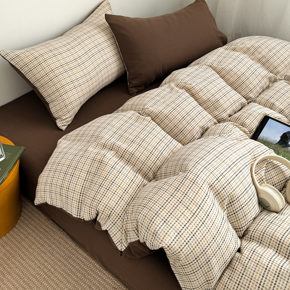 91家纺网 家纺一手货源 找家纺 三朵家纺 2026春夏新款纯天然棉麻舒适简约风四件套 贝亚特