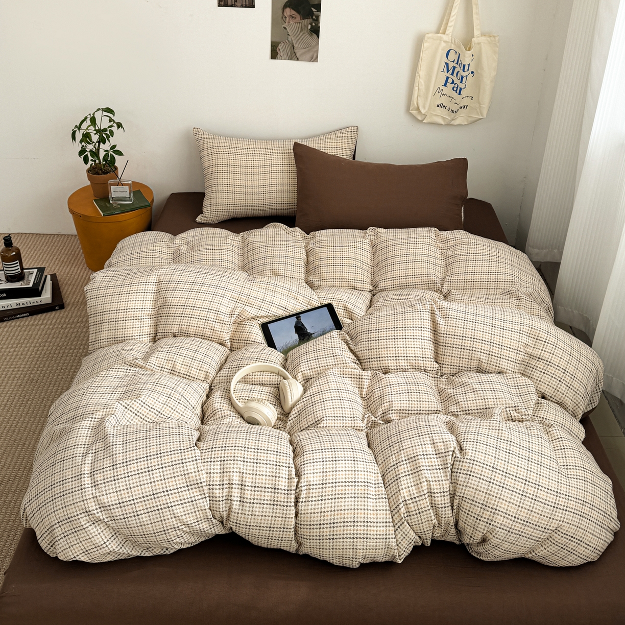 91家纺网 家纺一手货源 找家纺 三朵家纺 2026春夏新款纯天然棉麻舒适简约风四件套 贝亚特