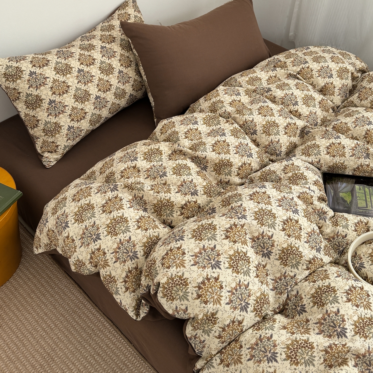 91家纺网 家纺一手货源 找家纺 三朵家纺 2026春夏新款纯天然棉麻舒适简约风四件套 拉斐特