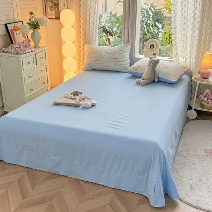 91家纺网 家纺一手货源 找家纺 豫见家纺 2026新款古法水洗仿棉云感纱四件套 小猫钓鱼