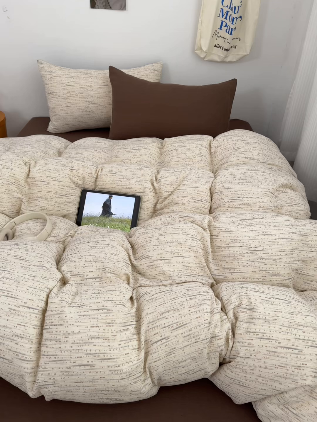 91家纺网 家纺一手货源 找家纺 三朵家纺 2026春夏新款纯天然棉麻舒适简约风四件套 旧时光