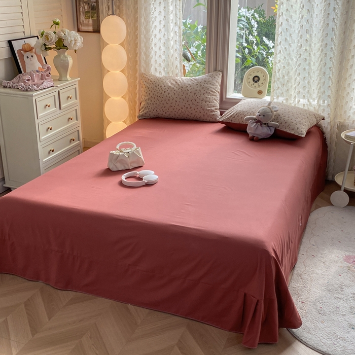 91家纺网 家纺一手货源 找家纺 豫见家纺 2026新款古法水洗仿棉云感纱四件套 樱川桃井