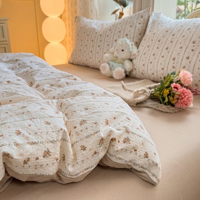 91家纺网 家纺一手货源 找家纺 豫见家纺 2026新款古法水洗仿棉云感纱四件套 知秋