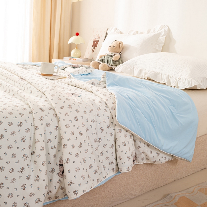 91家纺网 家纺一手货源 找家纺 米乐被业 2026新款仿棉凉感夏被被子被芯 花间小熊