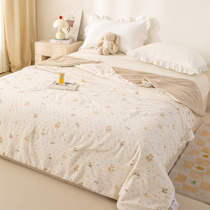 91家纺网 家纺一手货源 找家纺 米乐被业 2026新款仿棉凉感夏被被子被芯 可爱萌宠