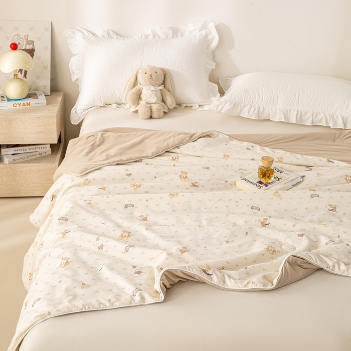 91家纺网 家纺一手货源 找家纺 米乐被业 2026新款仿棉凉感夏被被子被芯 可爱萌宠