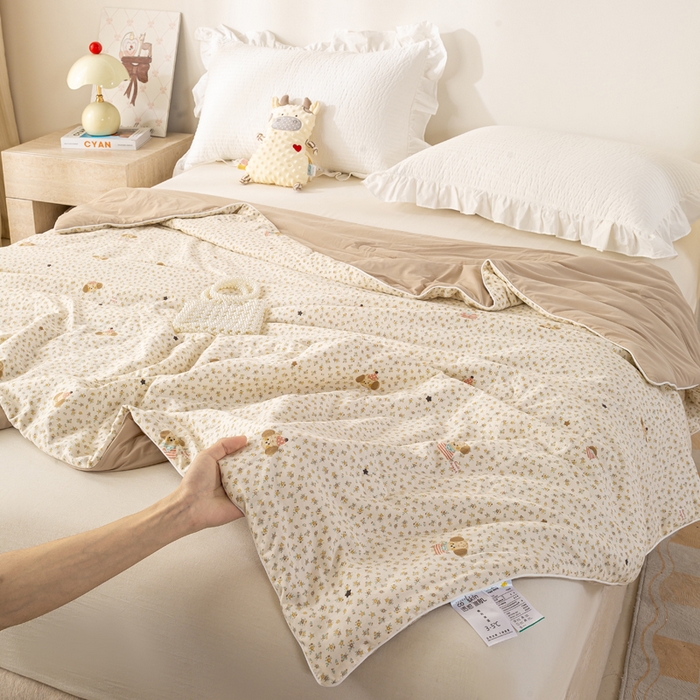 91家纺网 家纺一手货源 找家纺 米乐被业 2026新款仿棉凉感夏被被子被芯 快乐小狗