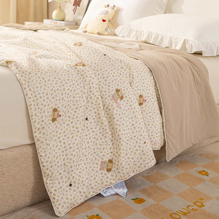 91家纺网 家纺一手货源 找家纺 米乐被业 2026新款仿棉凉感夏被被子被芯 快乐小狗