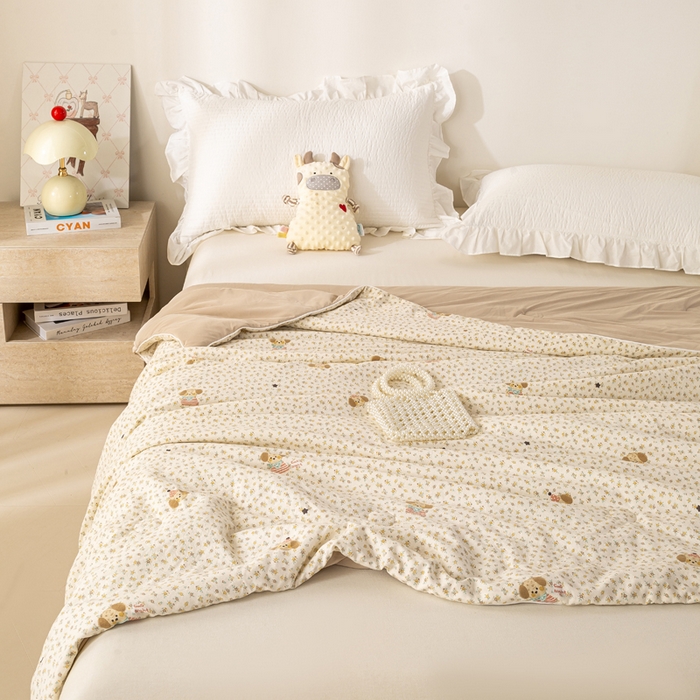 91家纺网 家纺一手货源 找家纺 米乐被业 2026新款仿棉凉感夏被被子被芯 快乐小狗