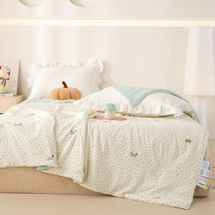 91家纺网 家纺一手货源 找家纺 米乐被业 2026新款仿棉凉感夏被被子被芯 腊肠小狗