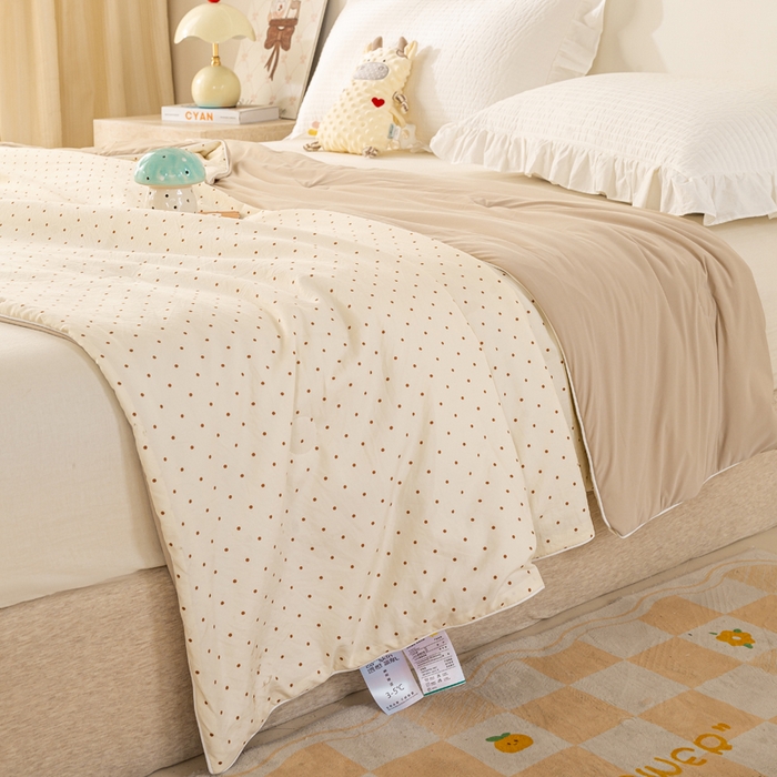 91家纺网 家纺一手货源 找家纺 米乐被业 2026新款仿棉凉感夏被被子被芯 小波点