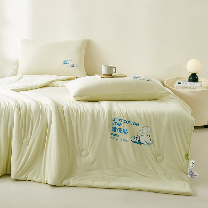 91家纺网 家纺一手货源 找家纺 益多眠 2026新款【性价最高】牛奶针织棉夏被夏凉被空调被柔软舒适被子被芯 奶白熊