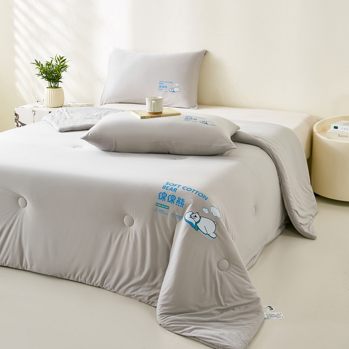 91家纺网 家纺一手货源 找家纺 益多眠 2026新款【性价最高】牛奶针织棉夏被夏凉被空调被柔软舒适被子被芯 云灰熊