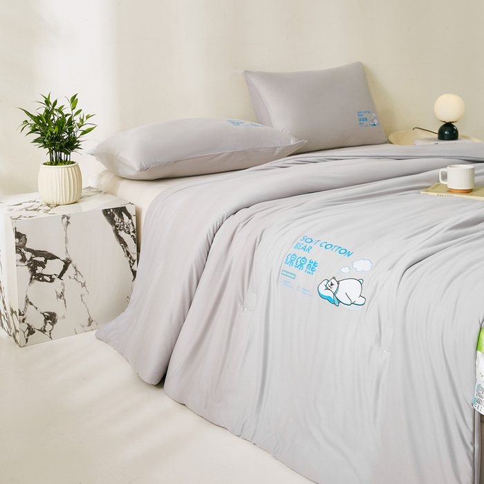 91家纺网 家纺一手货源 找家纺 益多眠 2026新款【性价最高】牛奶针织棉夏被夏凉被空调被柔软舒适被子被芯 云灰熊