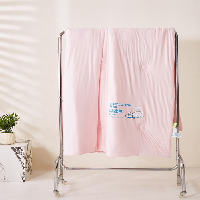 91家纺网 家纺一手货源 找家纺 益多眠 2026新款【性价最高】牛奶针织棉夏被夏凉被空调被柔软舒适被子被芯 桃粉熊