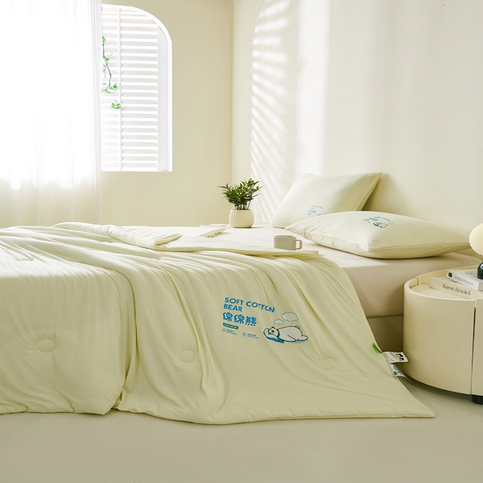 91家纺网 家纺一手货源 找家纺 益多眠 2026新款【性价最高】牛奶针织棉夏被夏凉被空调被柔软舒适被子被芯 奶白熊