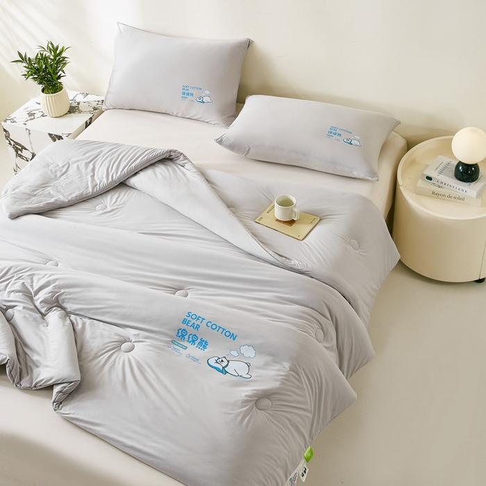 91家纺网 家纺一手货源 找家纺 益多眠 2026新款【性价最高】牛奶针织棉夏被夏凉被空调被柔软舒适被子被芯 云灰熊