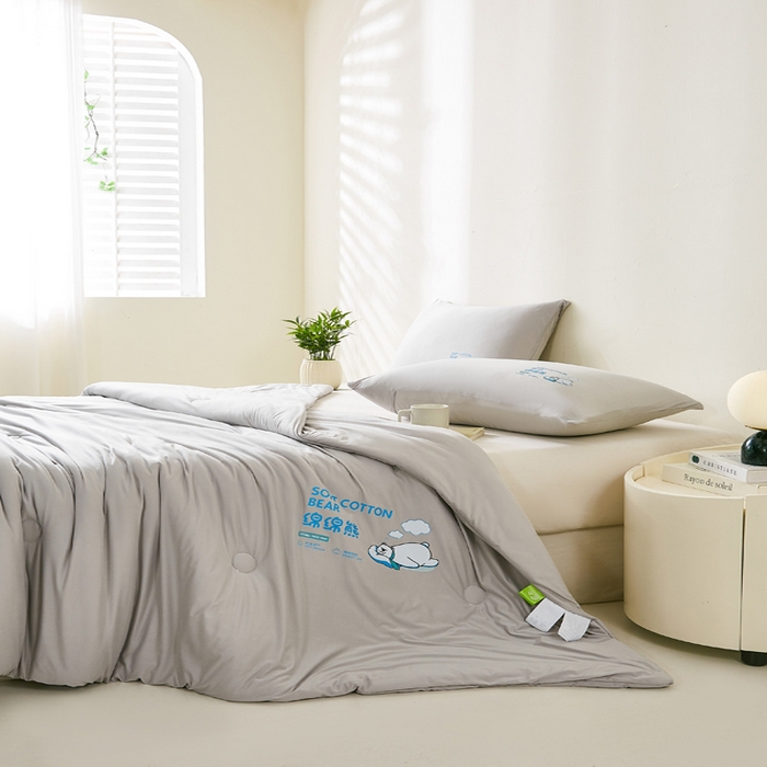 91家纺网 家纺一手货源 找家纺 益多眠 2026新款【性价最高】牛奶针织棉夏被夏凉被空调被柔软舒适被子被芯 云灰熊