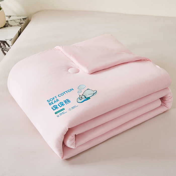 91家纺网 家纺一手货源 找家纺 益多眠 2026新款【性价最高】牛奶针织棉夏被夏凉被空调被柔软舒适被子被芯 桃粉熊