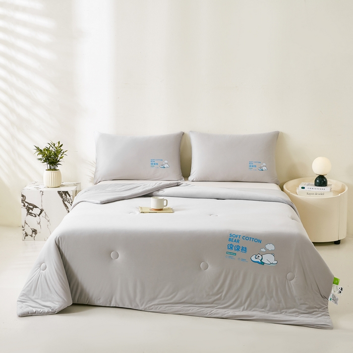 91家纺网 家纺一手货源 找家纺 益多眠 2026新款【性价最高】牛奶针织棉夏被夏凉被空调被柔软舒适被子被芯 云灰熊