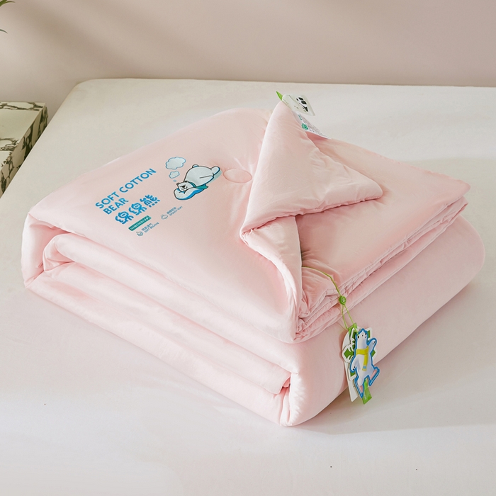 91家纺网 家纺一手货源 找家纺 益多眠 2026新款【性价最高】牛奶针织棉夏被夏凉被空调被柔软舒适被子被芯 桃粉熊