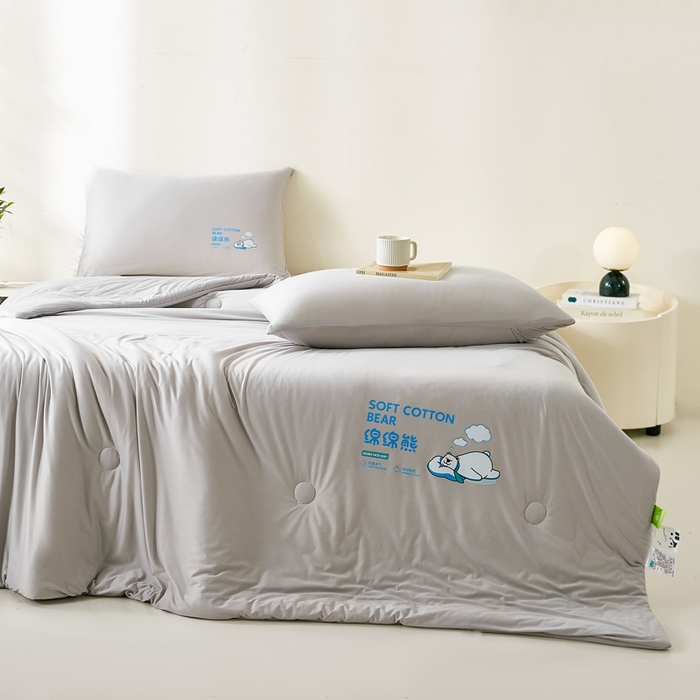 91家纺网 家纺一手货源 找家纺 益多眠 2026新款【性价最高】牛奶针织棉夏被夏凉被空调被柔软舒适被子被芯 云灰熊