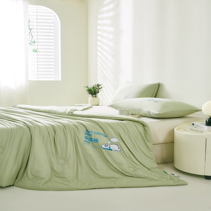 91家纺网 家纺一手货源 找家纺 益多眠 2026新款【性价最高】牛奶针织棉夏被夏凉被空调被柔软舒适被子被芯 青提熊