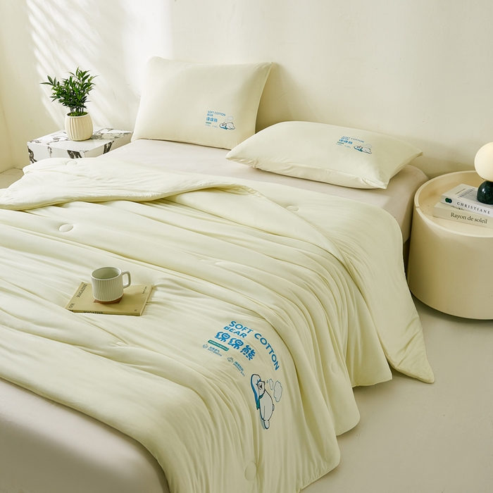 91家纺网 家纺一手货源 找家纺 益多眠 2026新款【性价最高】牛奶针织棉夏被夏凉被空调被柔软舒适被子被芯 奶白熊