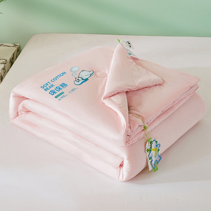 91家纺网 家纺一手货源 找家纺 益多眠 2026新款【性价最高】牛奶针织棉夏被夏凉被空调被柔软舒适被子被芯 桃粉熊