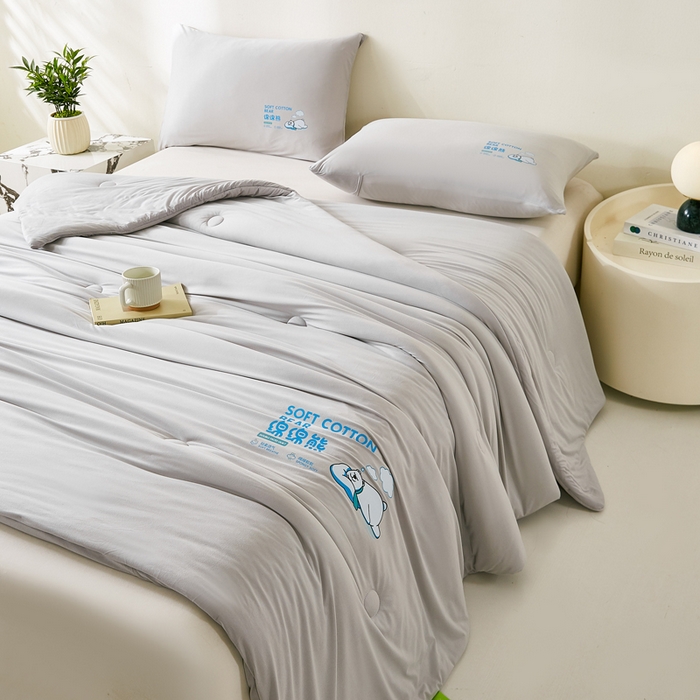 91家纺网 家纺一手货源 找家纺 益多眠 2026新款【性价最高】牛奶针织棉夏被夏凉被空调被柔软舒适被子被芯 云灰熊