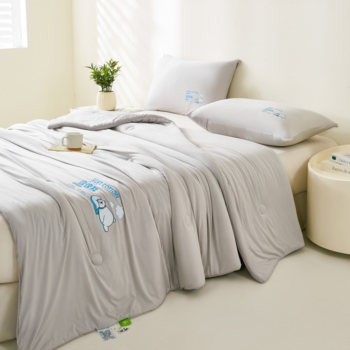 91家纺网 家纺一手货源 找家纺 益多眠 2026新款【性价最高】牛奶针织棉夏被夏凉被空调被柔软舒适被子被芯 云灰熊