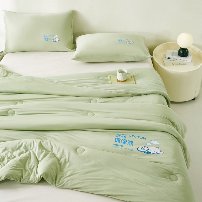 91家纺网 家纺一手货源 找家纺 益多眠 2026新款【性价最高】牛奶针织棉夏被夏凉被空调被柔软舒适被子被芯 青提熊