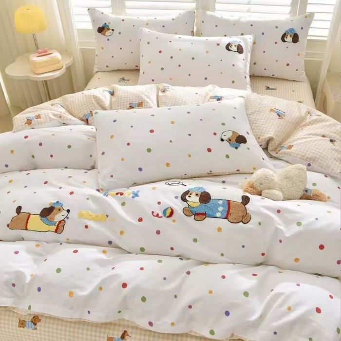 91家纺网 家纺一手货源 找家纺 （总）乐窝家纺仓储 2026新款A类母婴级13370全棉纯棉毛巾绣四件套学生宿舍三件套单床单被套