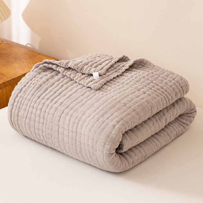 91家纺网 家纺一手货源 找家纺 （总）萌飞 2026新款四层纱素色夏被被子被芯