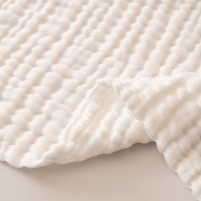 91家纺网 家纺一手货源 找家纺 萌飞 2026新款四层纱素色夏被被子被芯 毛巾被白色